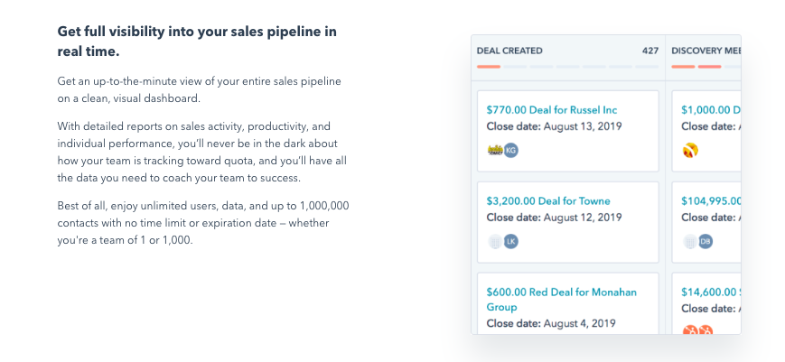 Preview Hubspot CRM Sale Pipe Line